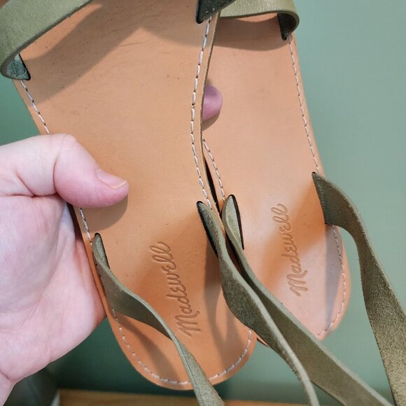 Madewell Boardwalk Ankle Wrap Strappy Sandals Sage Green Criss Cross Beachy 10 - Picture 6 of 11